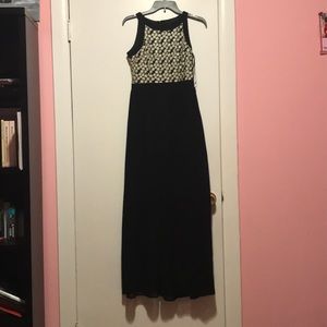 Black flower chiffon dress